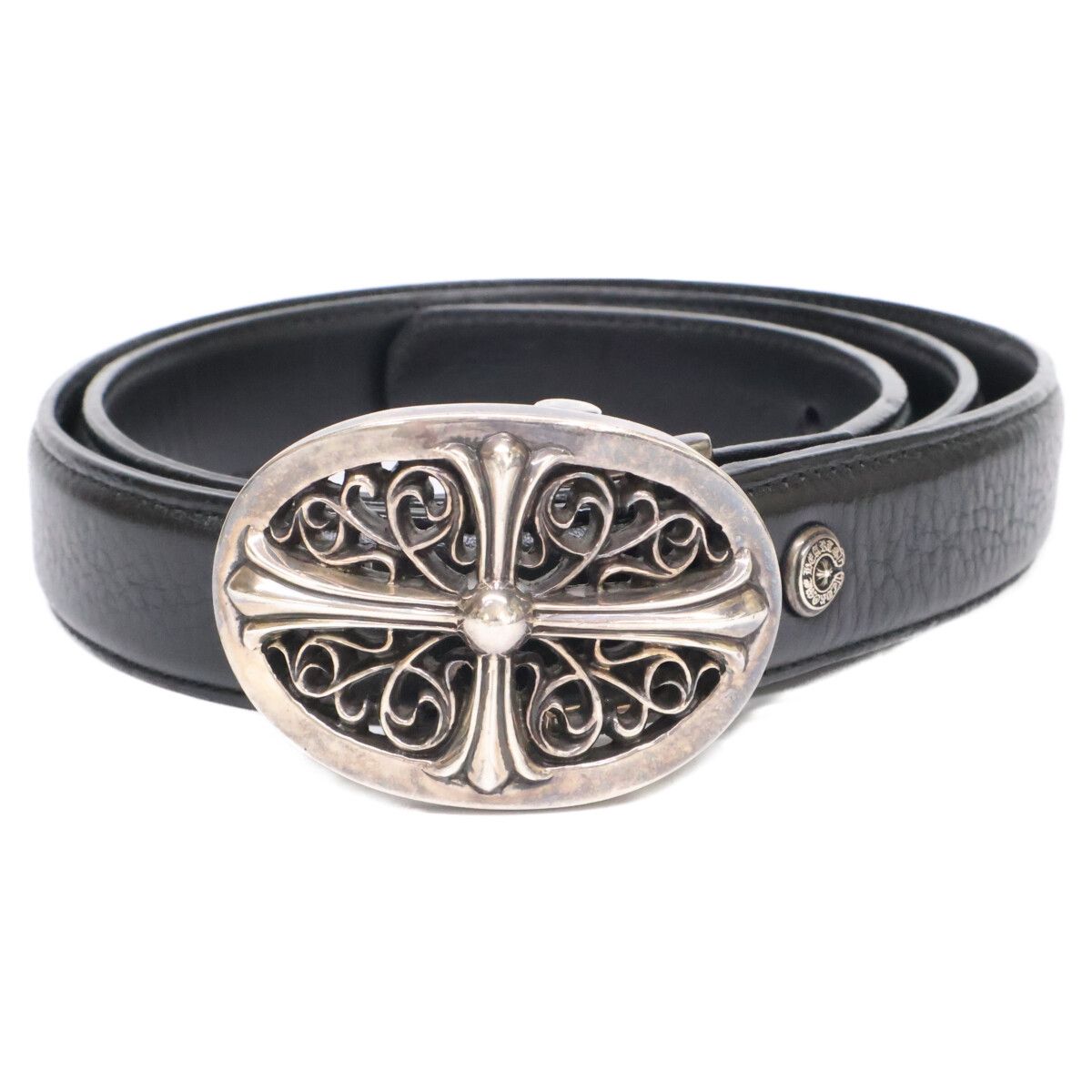Chrome Hearts Classic Oval Cross Buckle Horse Shoe Rivet Leather