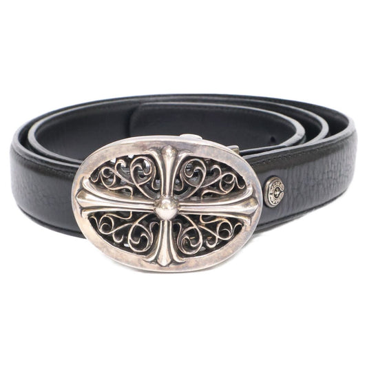 Chrome Hearts Classic Oval Cross Buckle Horse Shoe Rivet Leather