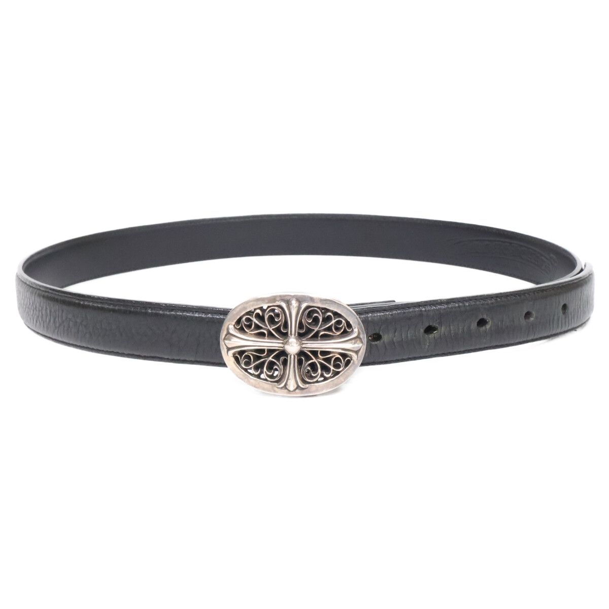 Chrome Hearts Classic Oval Cross Buckle Horse Shoe Rivet Leather — view 2