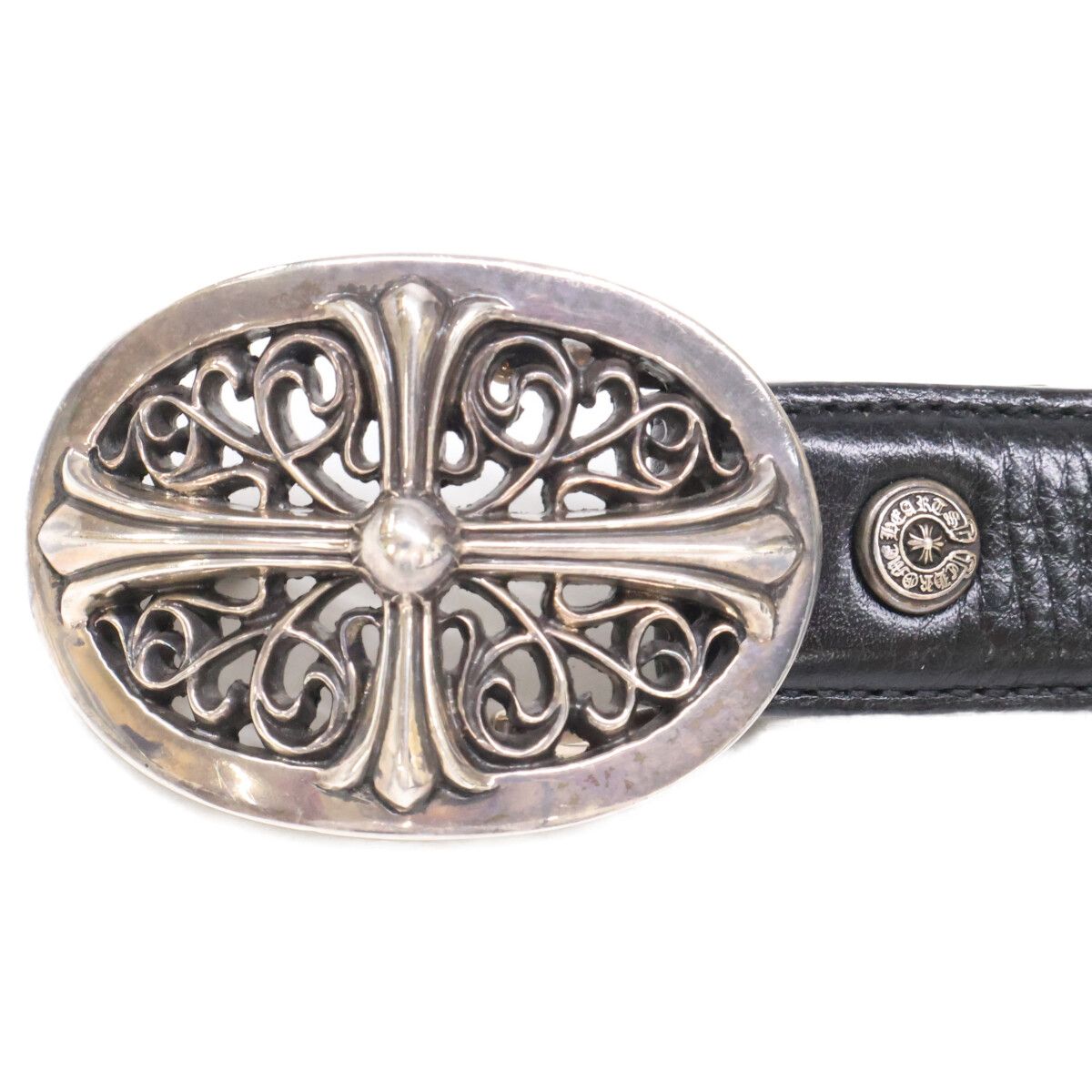 Chrome Hearts Classic Oval Cross Buckle Horse Shoe Rivet Leather — view 4