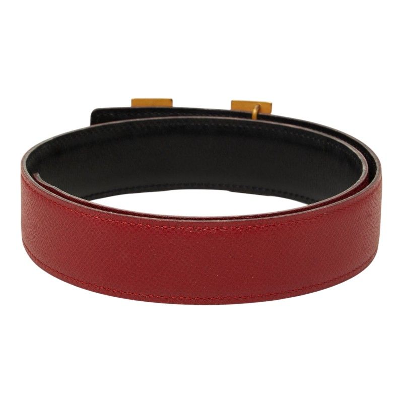 Hermes Constance Belt Buckle Reversible Vintage 65 Red Black Gold Leather — view 3