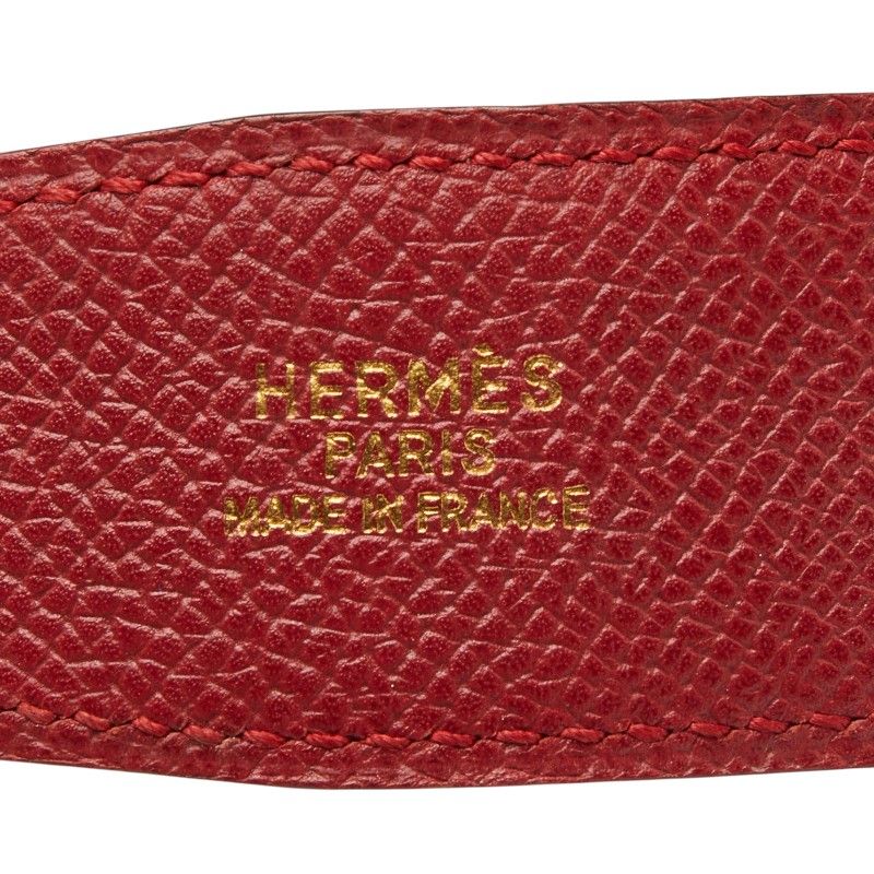 Hermes Constance Belt Buckle Reversible Vintage 65 Red Black Gold Leather — view 6