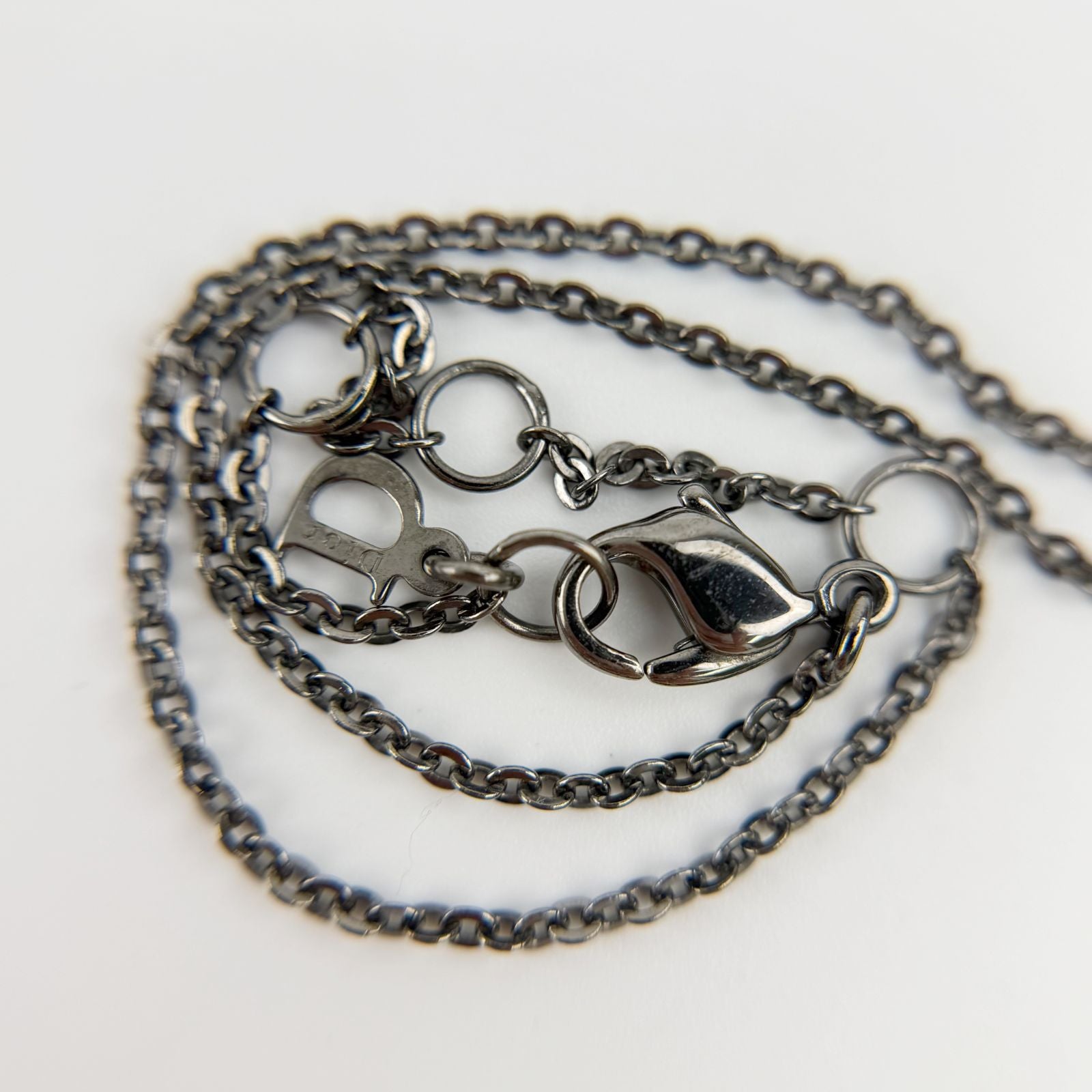 Dior Necklace Metal Rhinestone Silver Pink Vintage — view 7