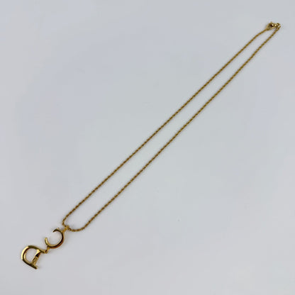 Dior CD Logo Necklace Metal Rhinestone Gold Vintage — view 3