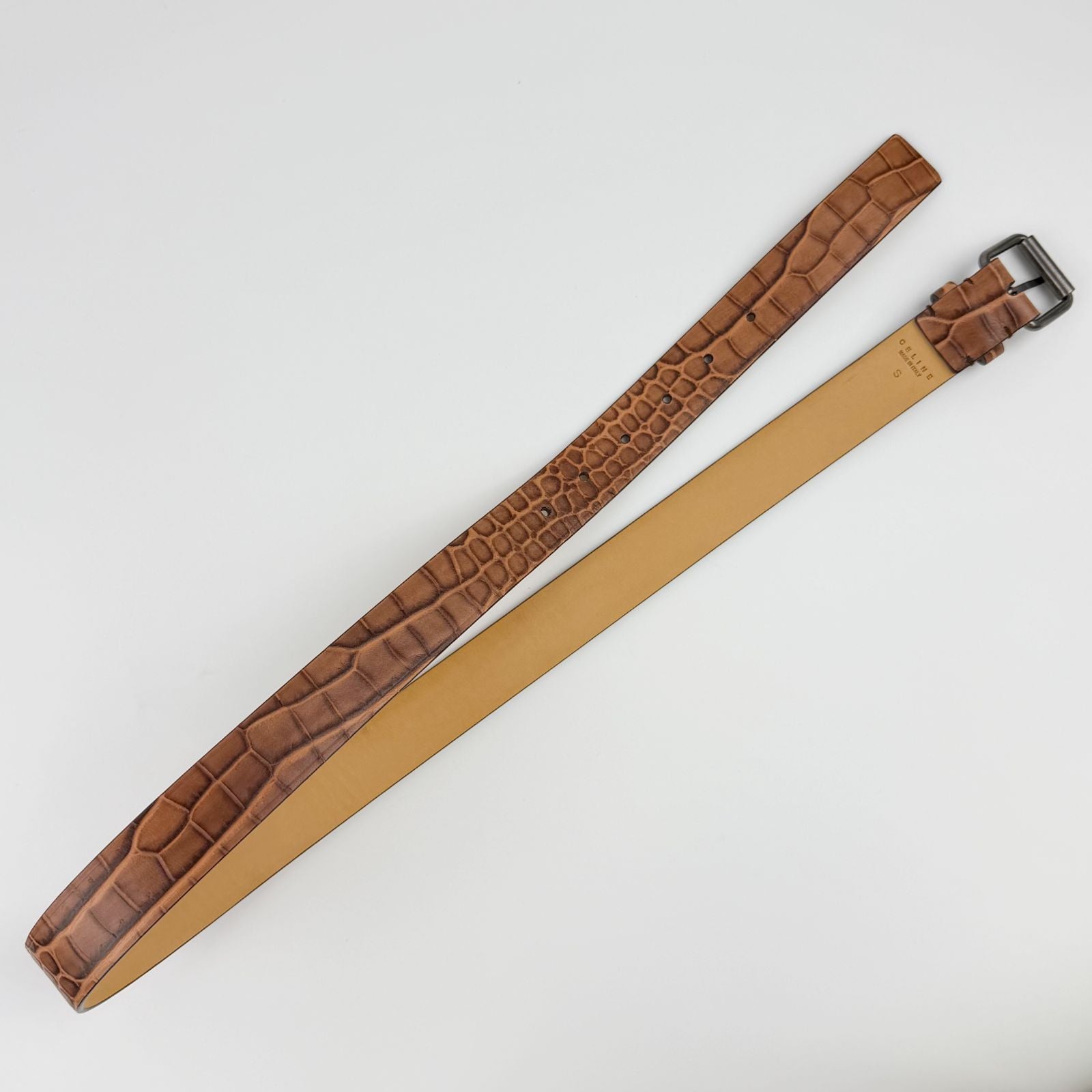 Celine Belt Leather Brown Silver Vintage — view 4