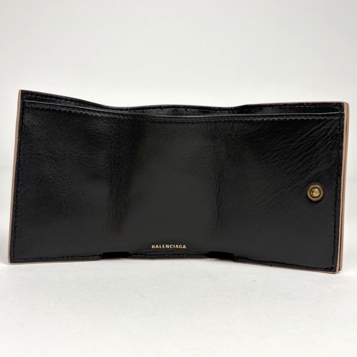 Balenciaga Logo Compact Wallet Everyday Trifold Leather Pink — view 6