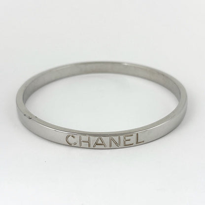 Chanel Logo Bangle Metal Silver Bracelet — view 2