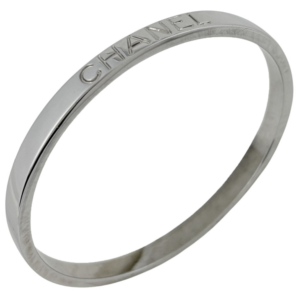 Chanel Logo Bangle Metal Silver Bracelet