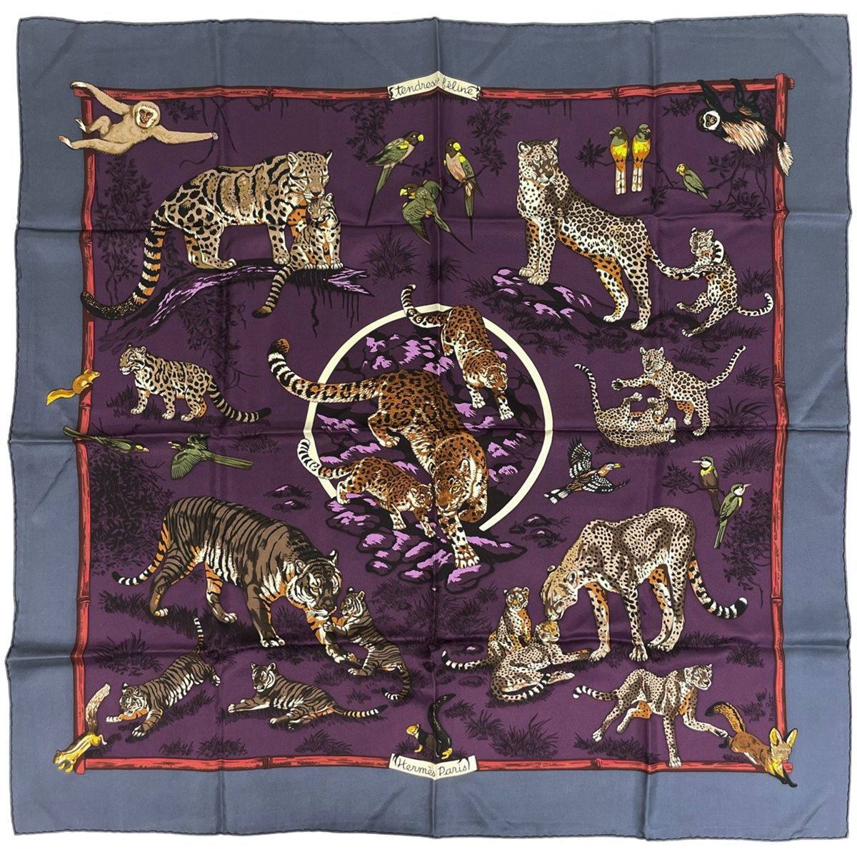Hermes Carre 90 Tendresse Feline Wild Kindness Scarf Silk