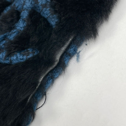 Chanel CC Logo Fur Scarf Shawl Fur Black Blue — view 4
