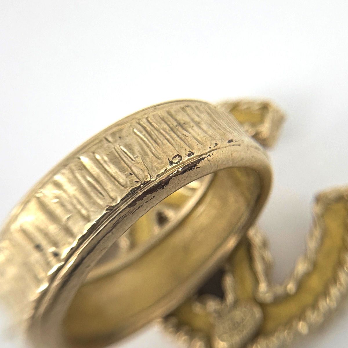 Chanel CC Logo Rhinestone Ring Gold Plated — view 5