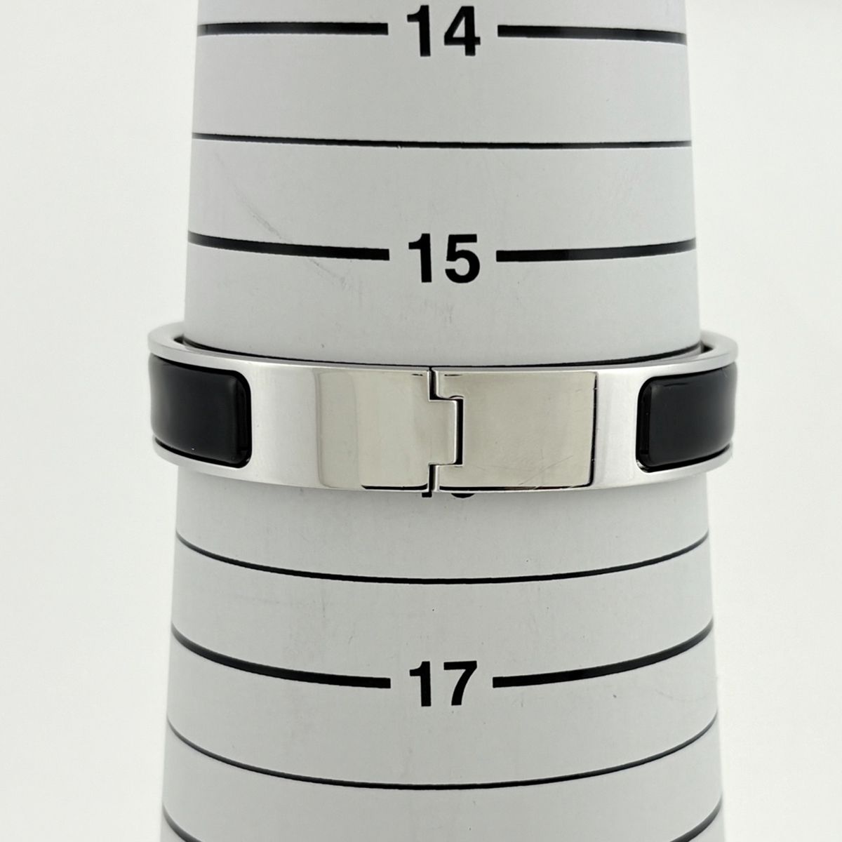 Hermes Clic Enamel Bracelet Clac Bangle Metal Silver Black — view 6
