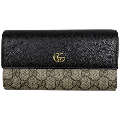 Gucci Double Bicolor Continental Wallet GG Pattern Beige Black