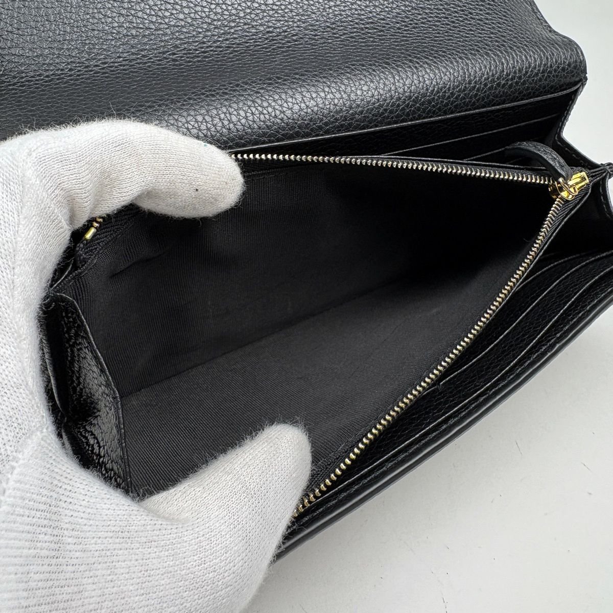 Gucci Double Bicolor Continental Wallet GG Pattern Beige Black — view 4