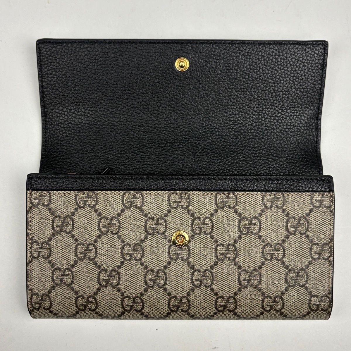 Gucci Double Bicolor Continental Wallet GG Pattern Beige Black — view 5