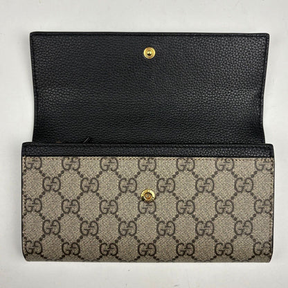 Gucci Double Bicolor Continental Wallet GG Pattern Beige Black — view 5