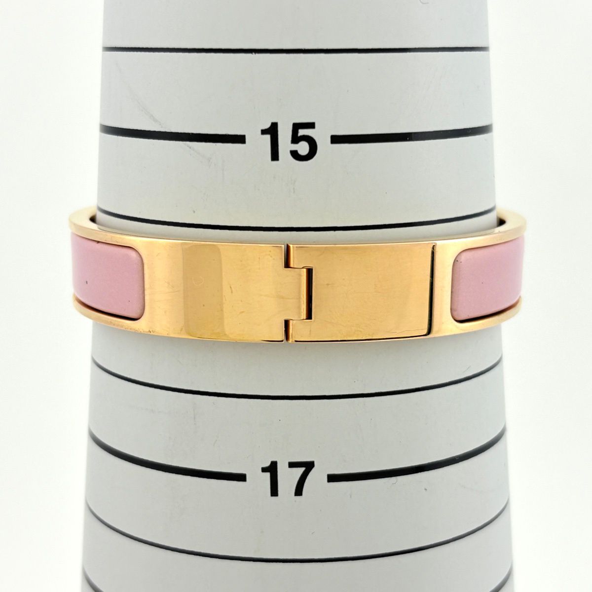 Hermes Clic Enamel Bracelet Clac Bangle Gold Plated Pink — view 6