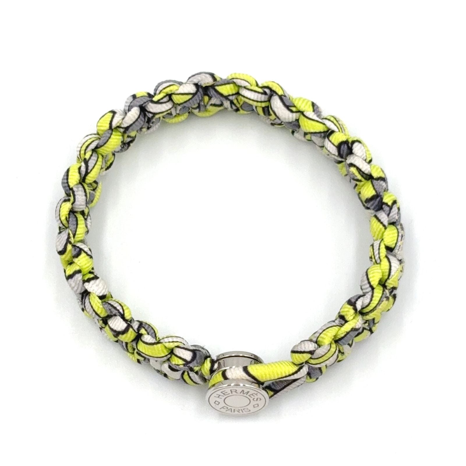 Hermes Series Kid Silk Metal Yellow Gray White Bracelet Silver — view 3