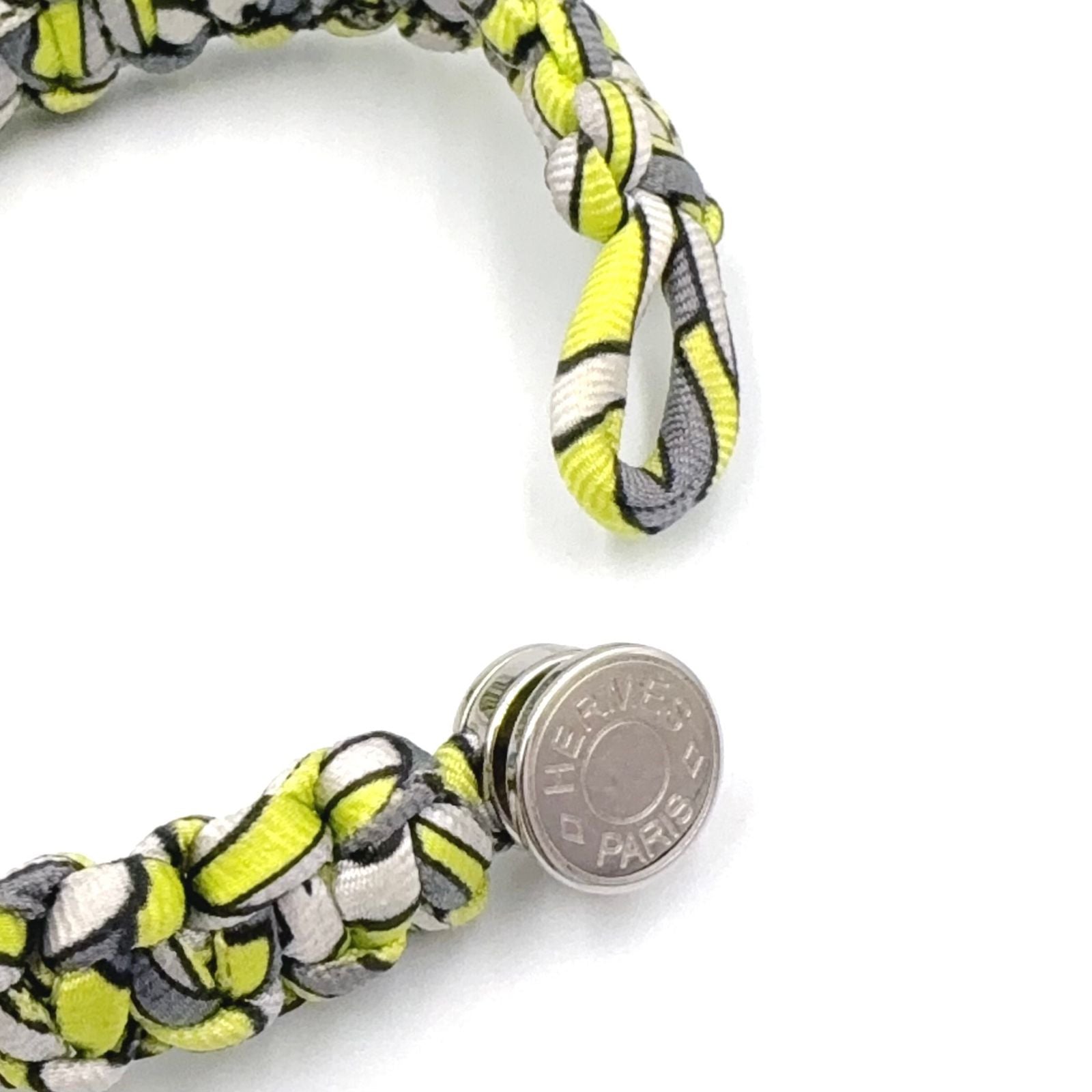 Hermes Series Kid Silk Metal Yellow Gray White Bracelet Silver — view 6