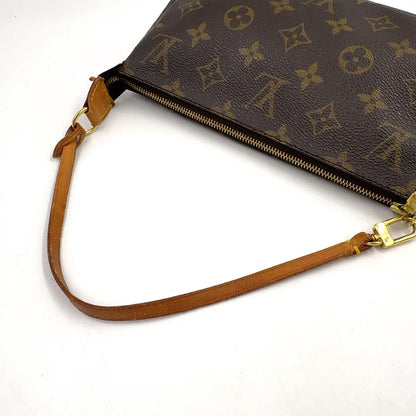 Louis Vuitton Pochette Monogram Leather Brown Light Handbag Gold — view 5