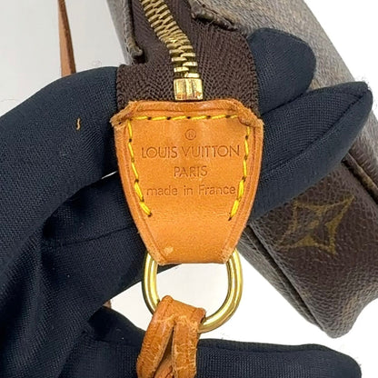 Louis Vuitton Pochette Monogram Leather Brown Light Handbag Gold — view 4