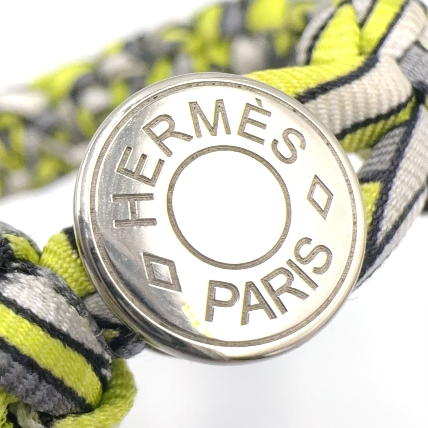 Hermes Series Kid Silk Metal Yellow Gray White Bracelet Silver — view 4