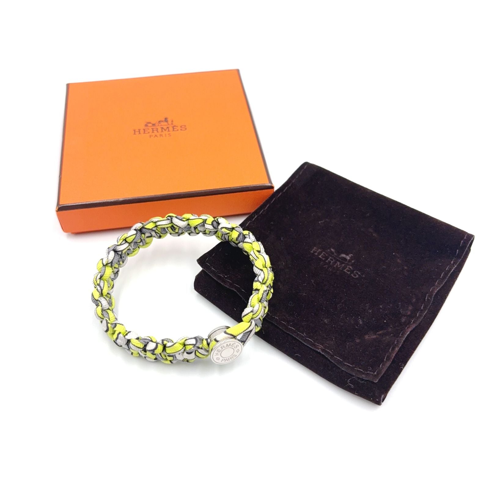 Hermes Series Kid Silk Metal Yellow Gray White Bracelet Silver — view 8