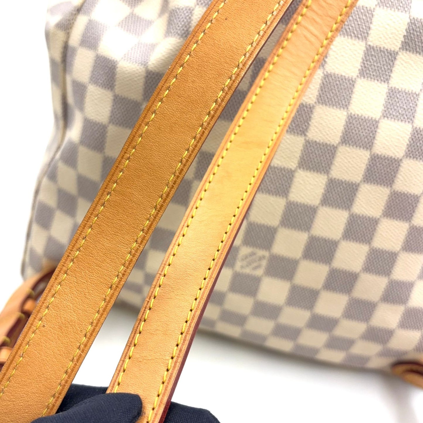 Louis Vuitton Sperone Damier Azur Leather White Light Brown Backpack Gold — view 7