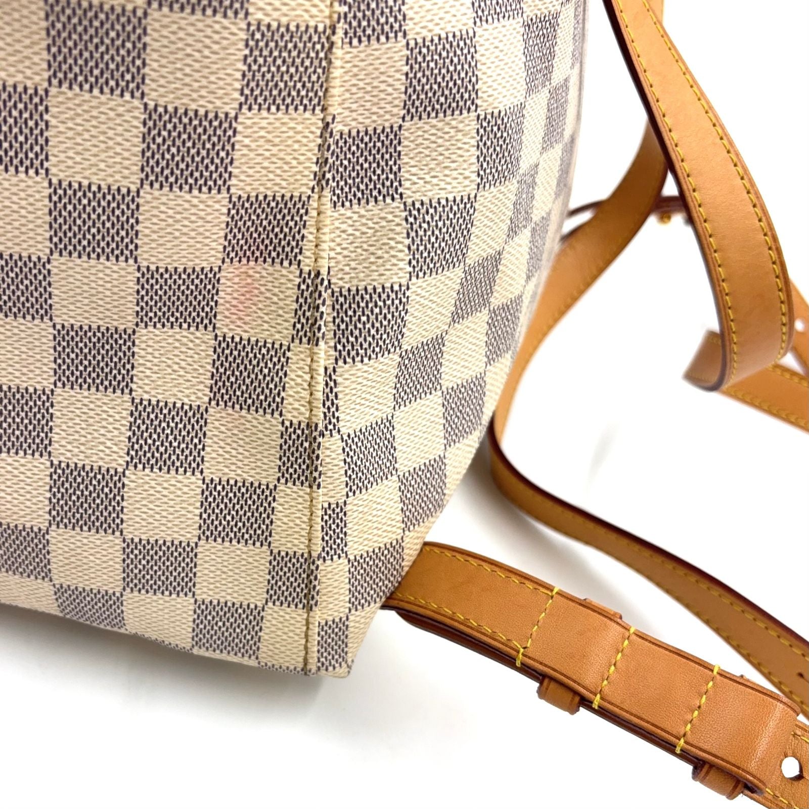 Louis Vuitton Sperone Damier Azur Leather White Light Brown Backpack Gold — view 8