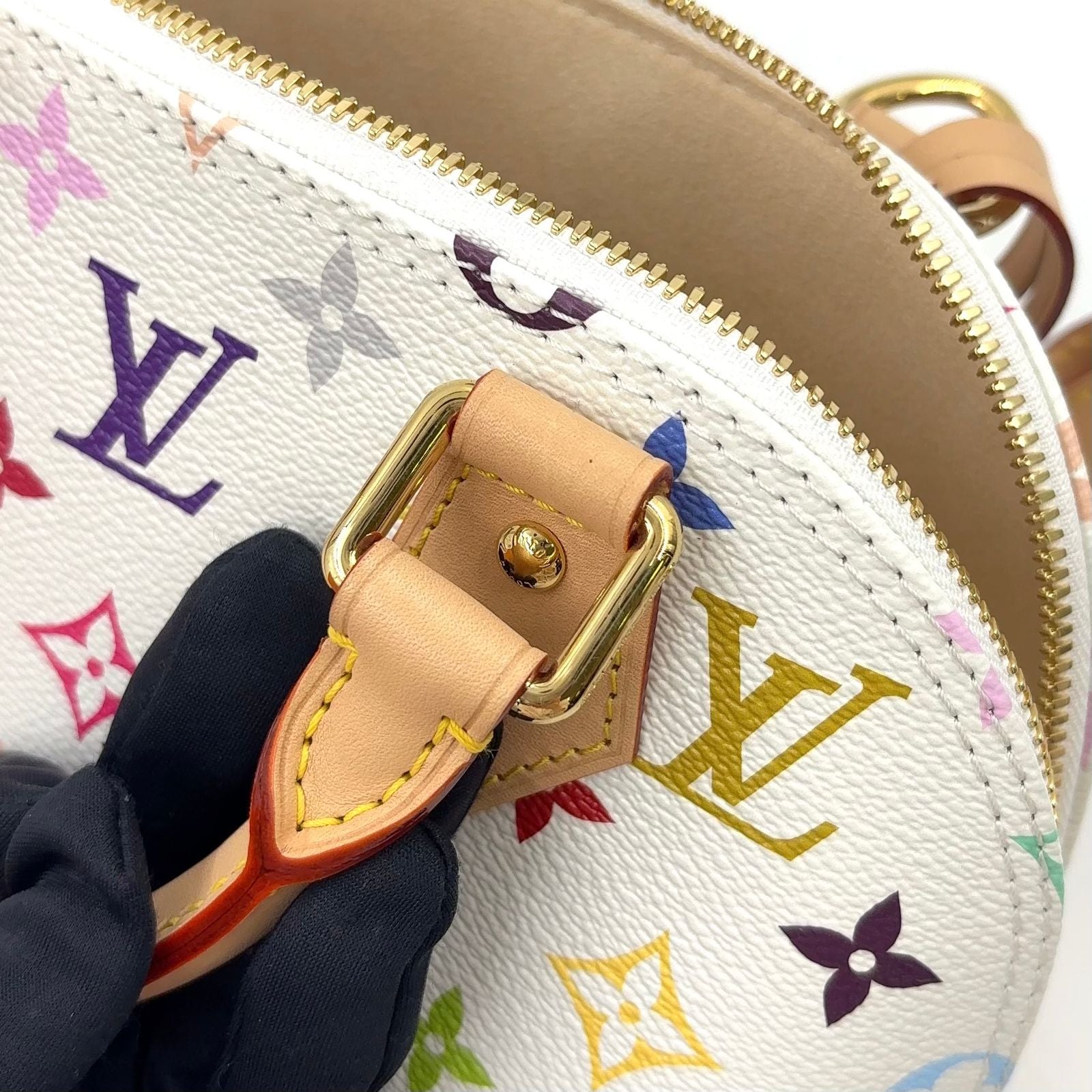Louis Vuitton LV Takashi Murakami Alma BB 2-Way Shoulder Leather White Multicolo — view 7