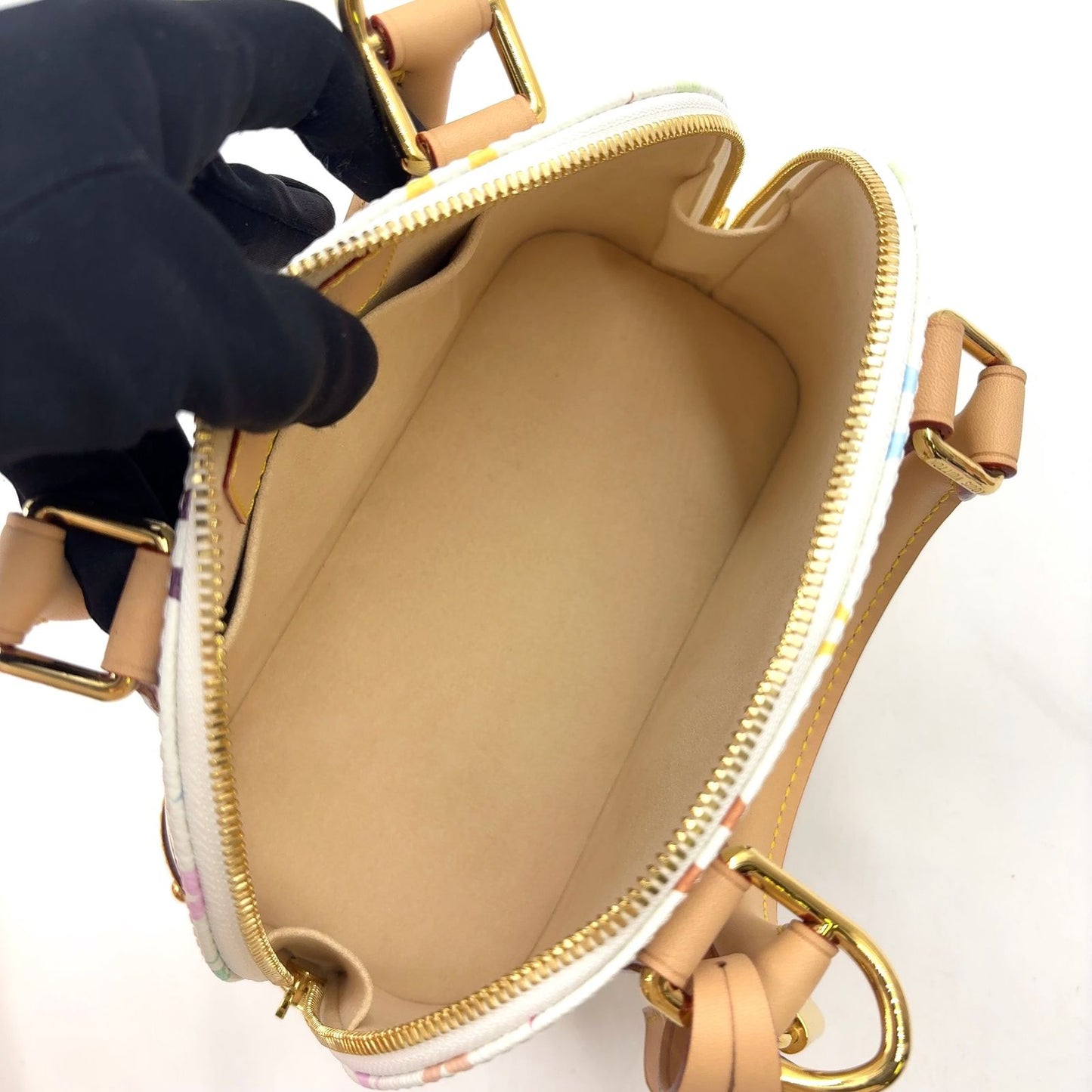 Louis Vuitton LV Takashi Murakami Alma BB 2-Way Shoulder Leather White Multicolo — view 3