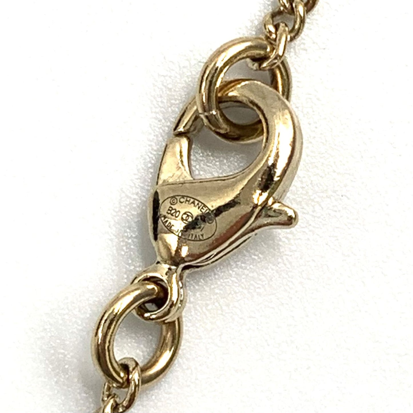 Chanel CC Logo Rhinestone Metal Color Stone Clear Gold Necklace — view 4
