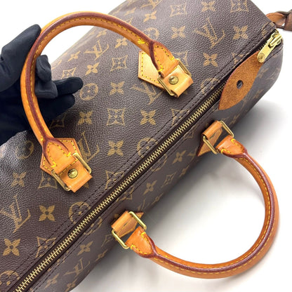 Louis Vuitton Speedy 35 Monogram Leather Brown Handbag Gold — view 6