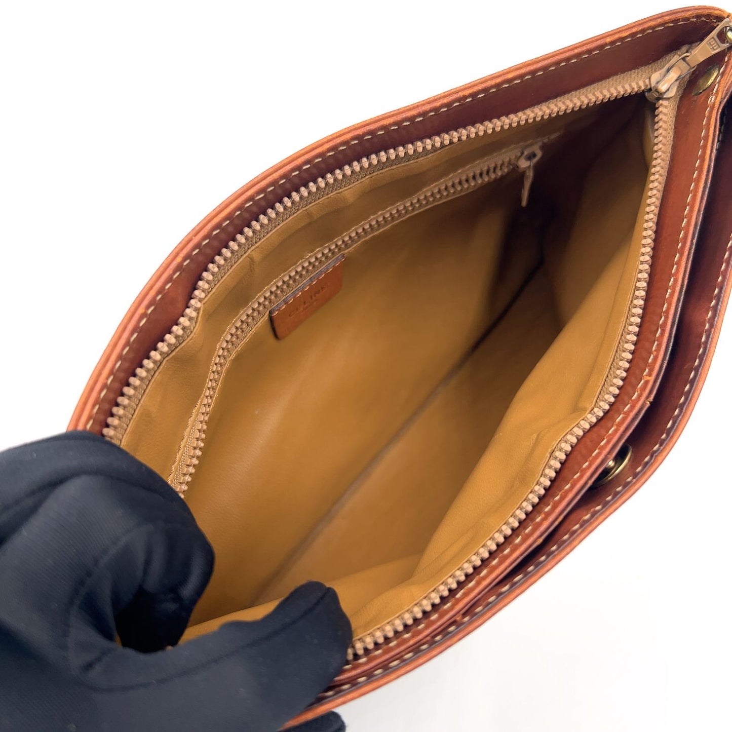 Celine Macadam Leather Brown Light Clutch Gold — view 3