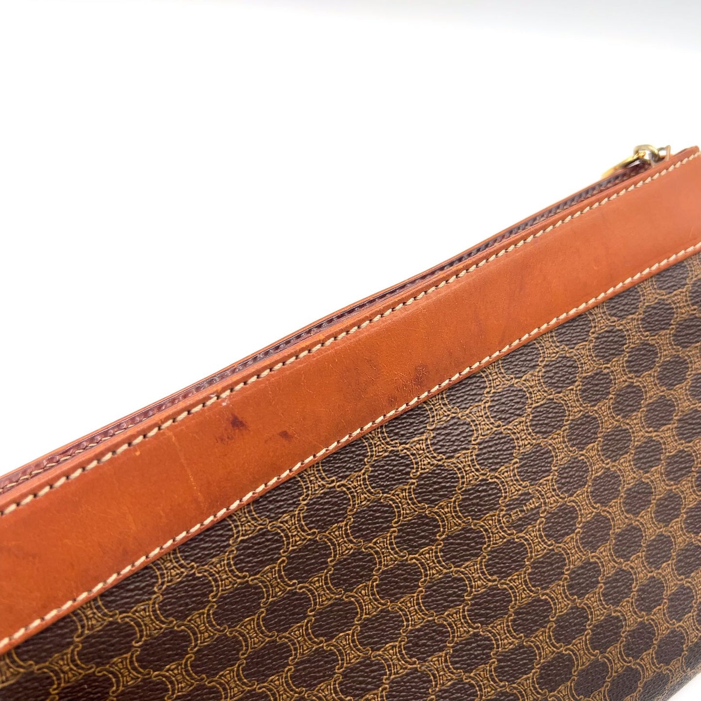 Celine Macadam Leather Brown Light Clutch Gold — view 7