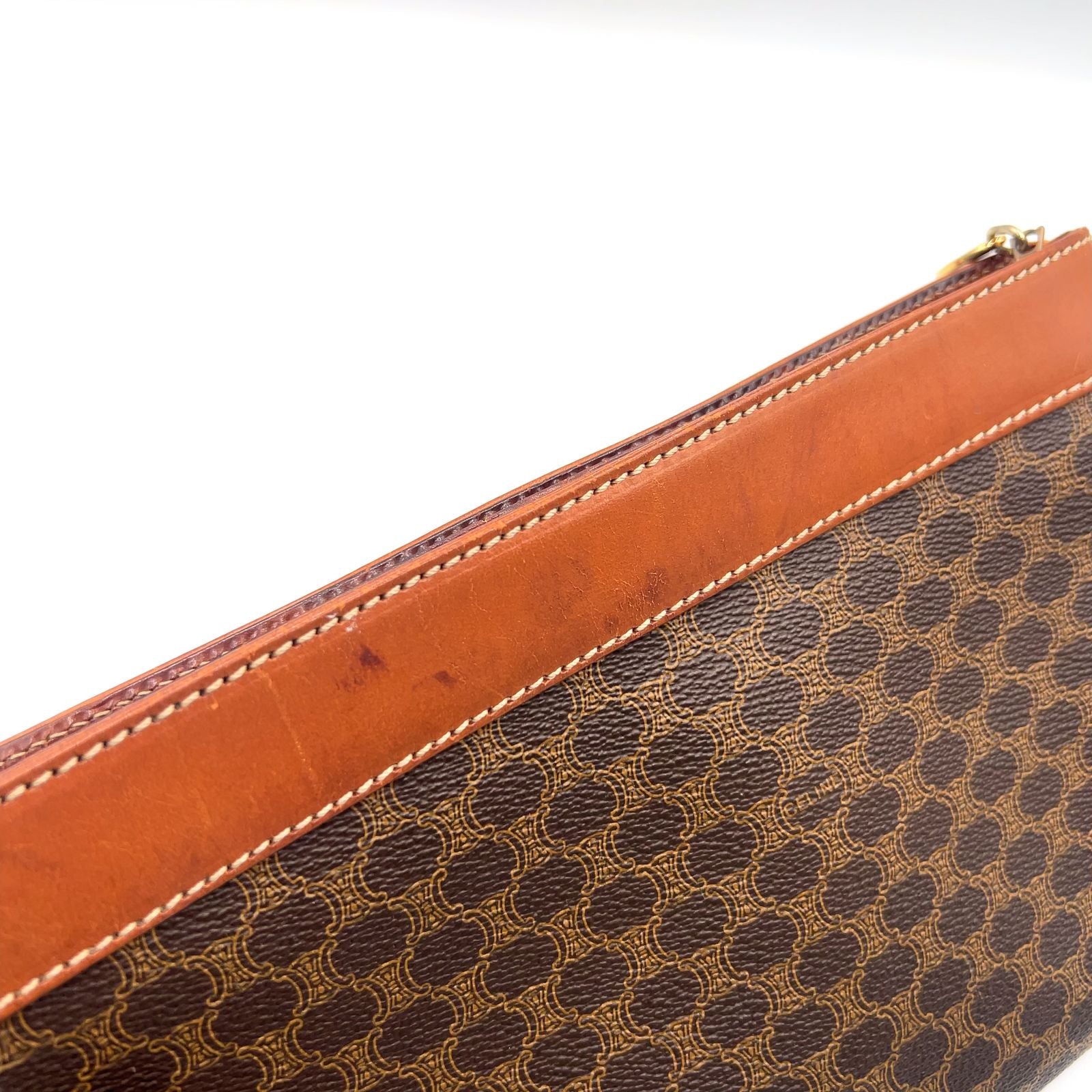 Celine Macadam Leather Brown Light Clutch Gold — view 7