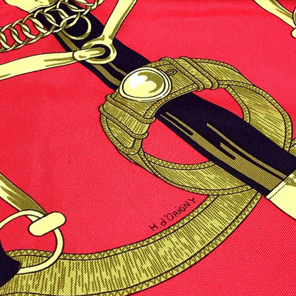 Hermes Carre 90 Apron Dole Non Repair Available Silk Yellow Navy Red Scarf — view 7