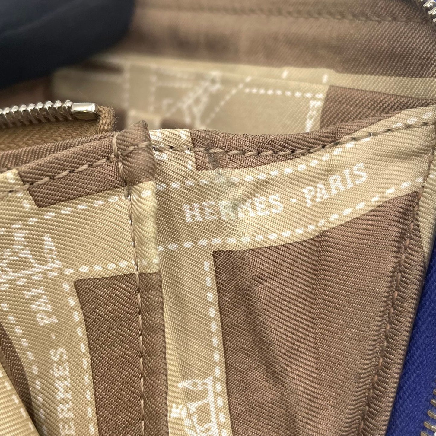 Hermes Azap Compact Silk in Zip Around Leather Blue Wallet Silver — view 6