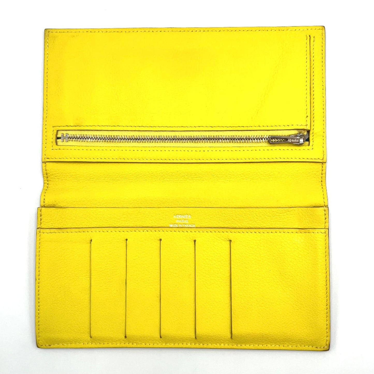 Hermes Citizen Twill Long Combine Silk Color Yellow Green Wallet Silver — view 3