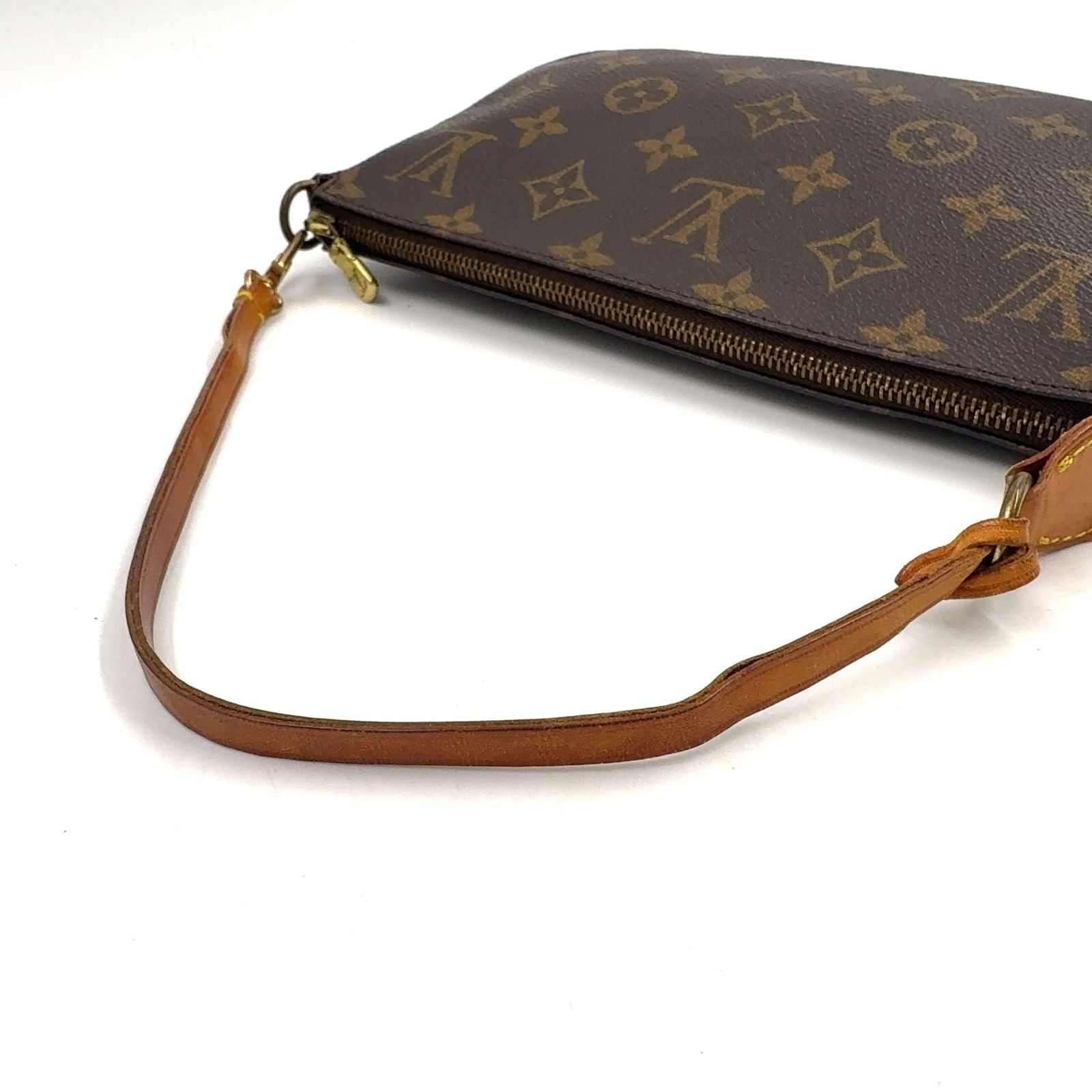 Louis Vuitton Pochette Monogram Leather Brown Light Handbag Gold — view 5