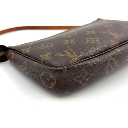 Louis Vuitton Pochette Monogram Leather Brown Light Handbag Gold — view 7