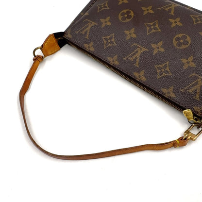 Louis Vuitton Pochette Monogram Leather Brown Light Handbag Gold — view 6