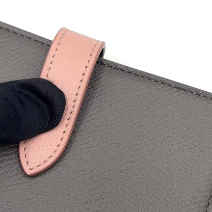 Celine Strap Leather Gray Light Pink Wallet Gold — view 7