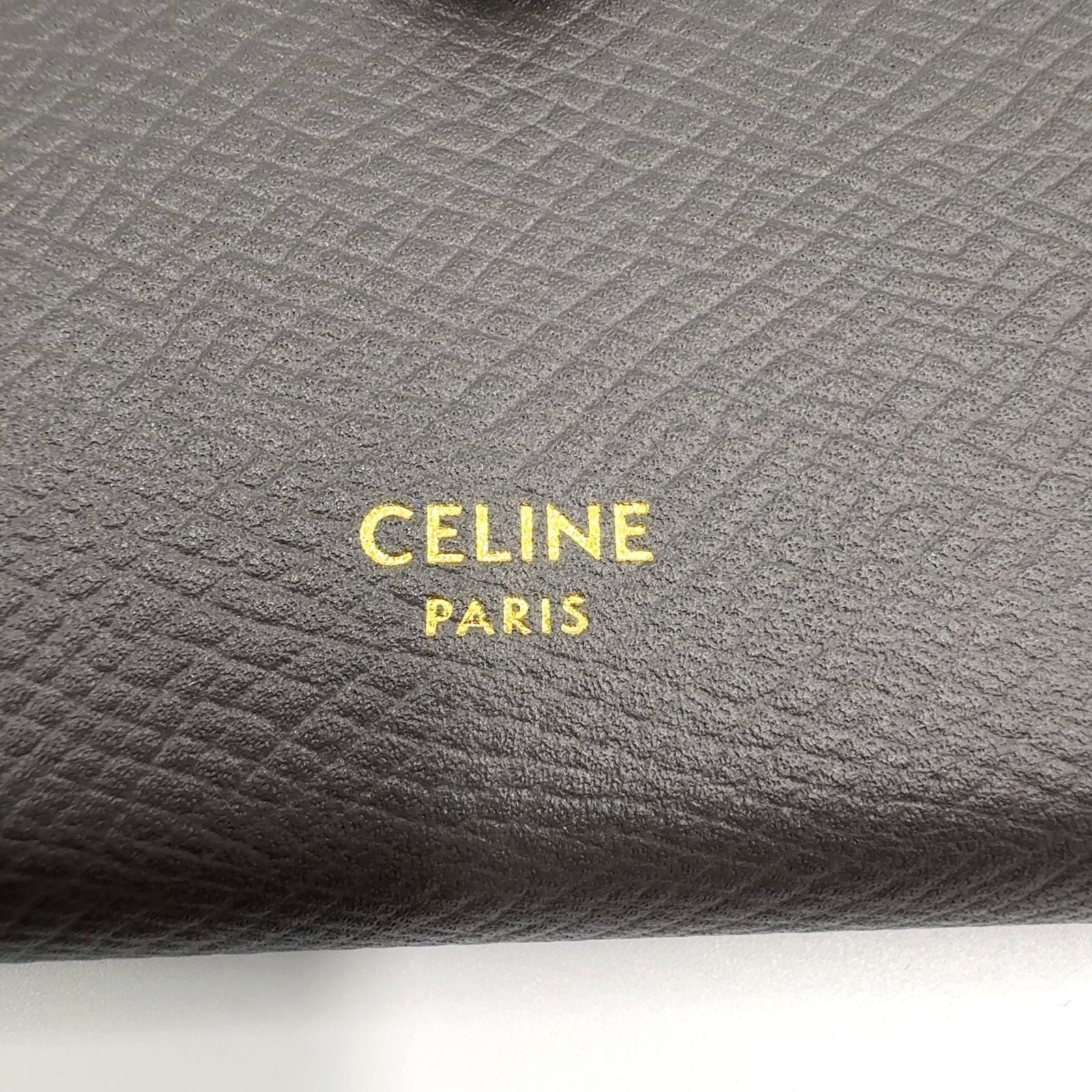 Celine Strap Leather Gray Light Pink Wallet Gold — view 4