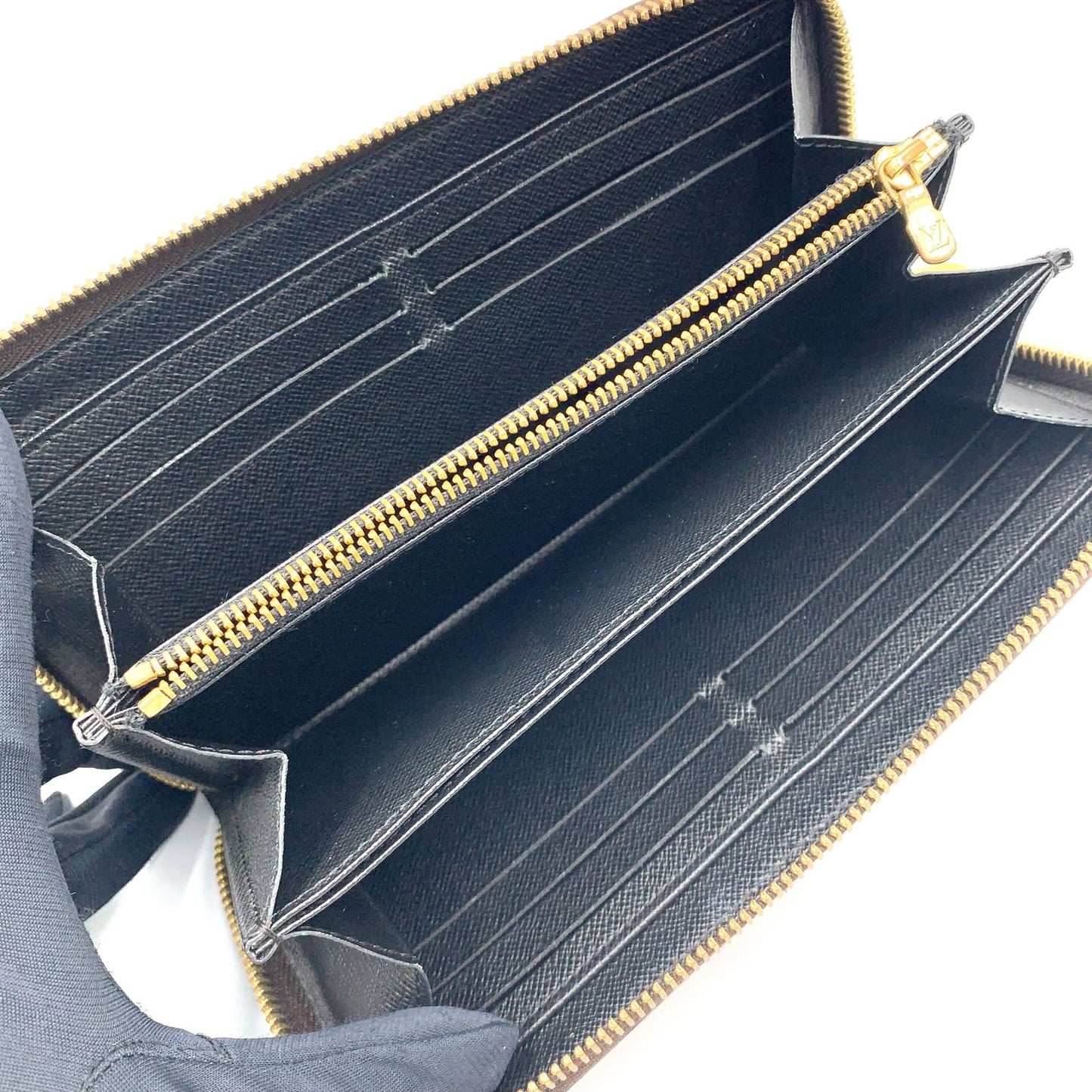 Louis Vuitton Zippy Wallet Monogram Giant Leather Dark Brown Light Round Gold — view 3