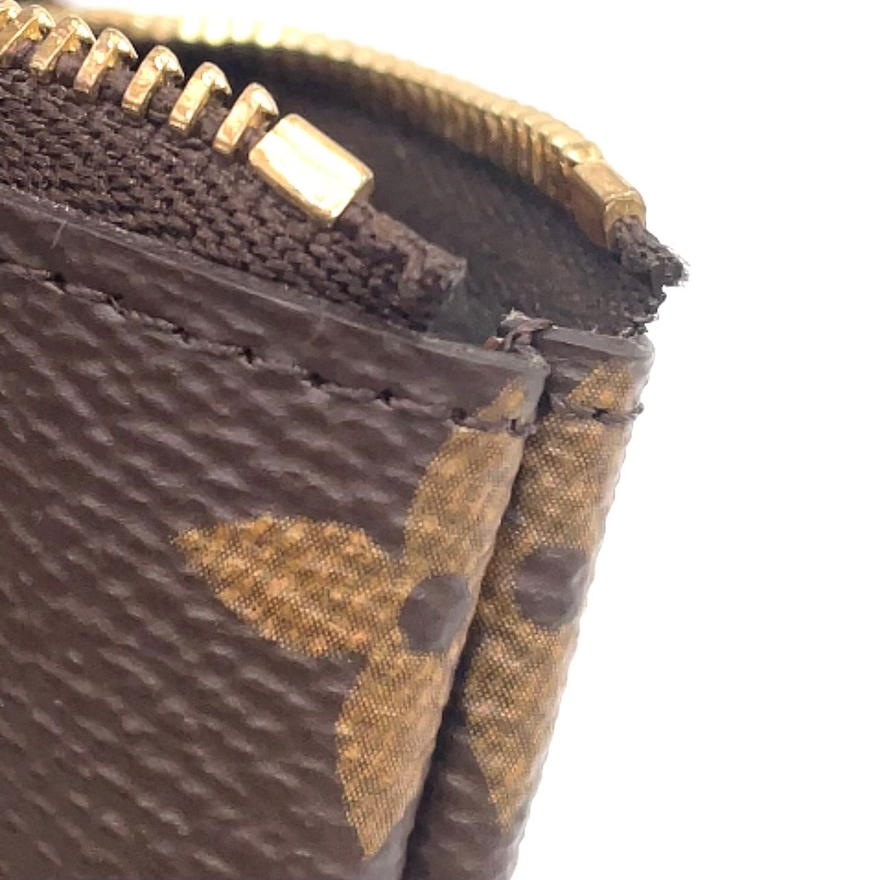 Louis Vuitton Pochette Cles Monogram Brown Coin Case Gold — view 9
