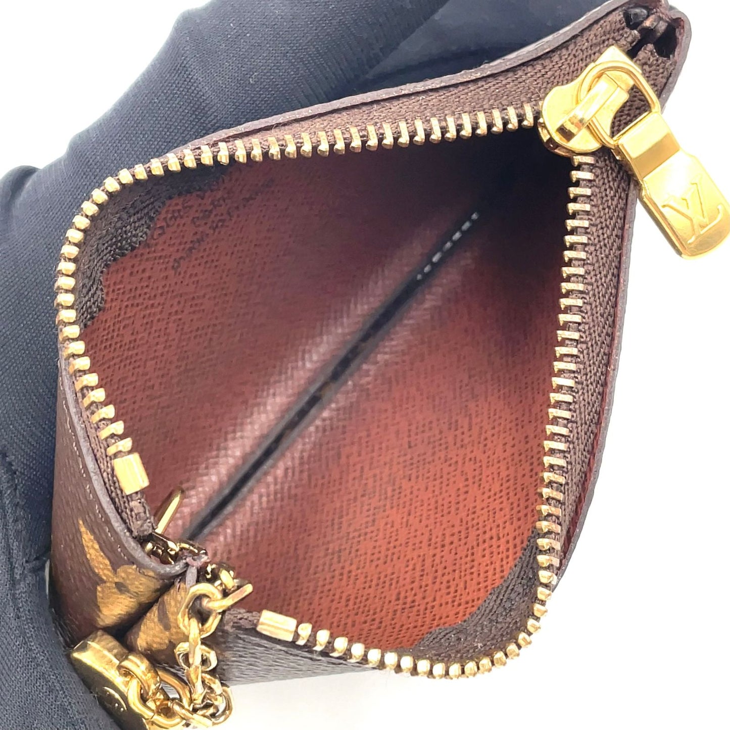 Louis Vuitton Pochette Cles Monogram Brown Coin Case Gold — view 3