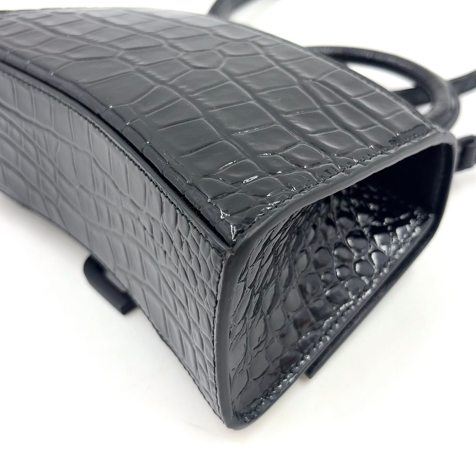 Balenciaga Hour Glass 2-Way Shoulder Calfskin Black Handbag — view 9