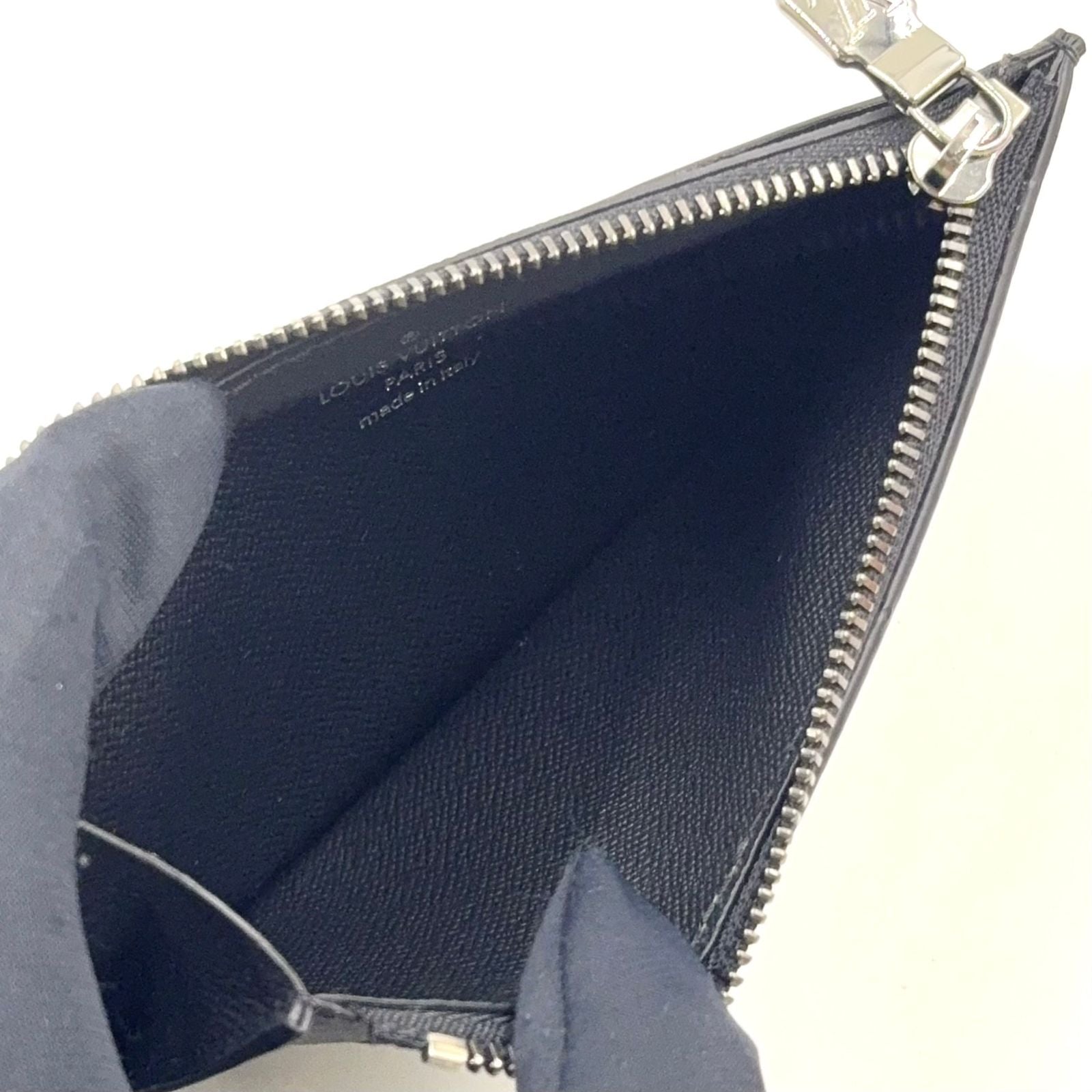 Louis Vuitton Coin Card Holder Monogram Eclipse Leather Gray Black Case Silver — view 3