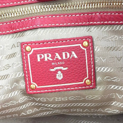 Prada Vitello Dyno 2-Way Shoulder Leather Red Tote Gold — view 4